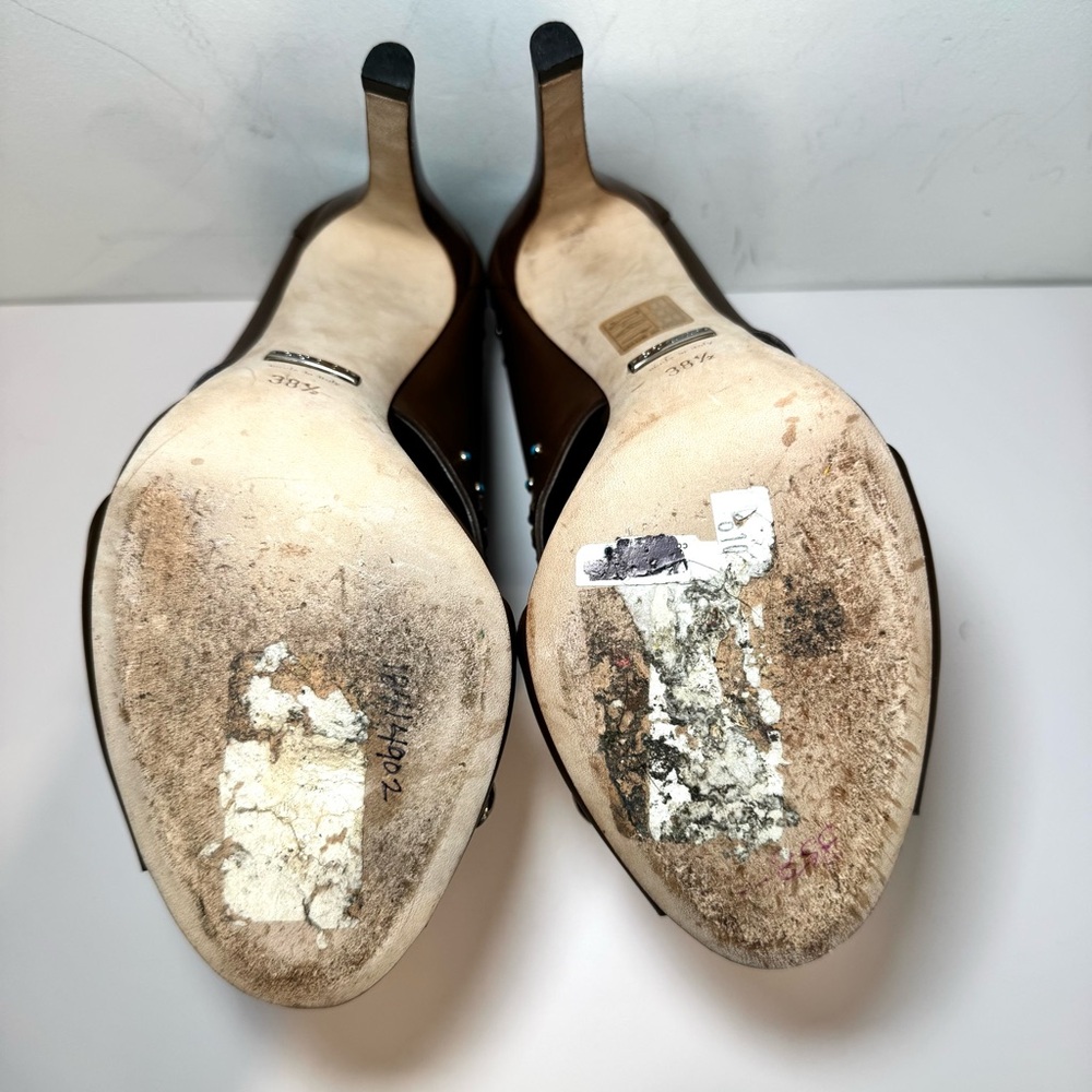 Gucci Lika Brown Leather Cutout Embellished Open Toe Bootie Sandal, Sz 38.5 - Picture 13 of 16